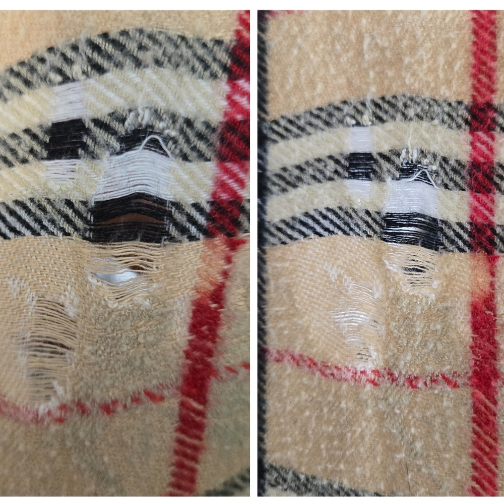 Burberry Tan Plaid/Check Short Frayed Edge Heritage Camel Scarf - Picture 12 of 12